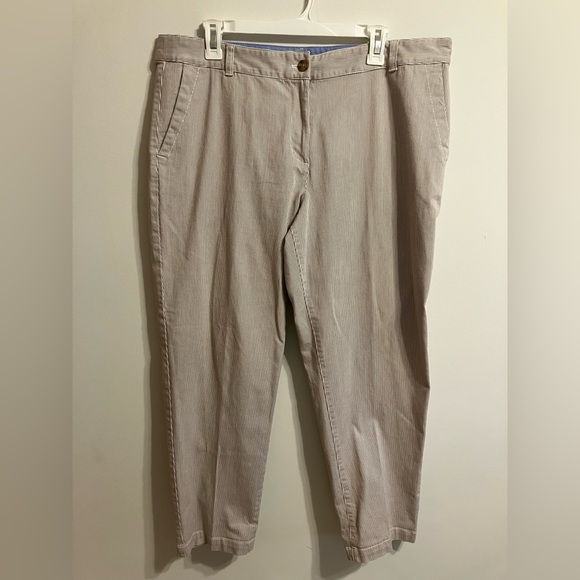 Talbots Weekend Chino striped Cropped pants women’s size 16 tan and white - Picture 2 of 14